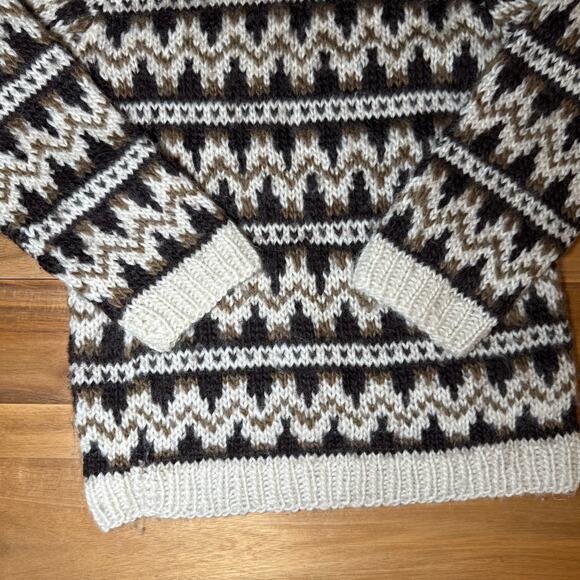 Vintage 70s Icelandic wool turtleneck sweater small brown Neutral Scandi - Picture 11 of 16